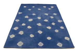 Blue Yellow Tie-Dye 5X8 Hand-Tufted Modern Rug