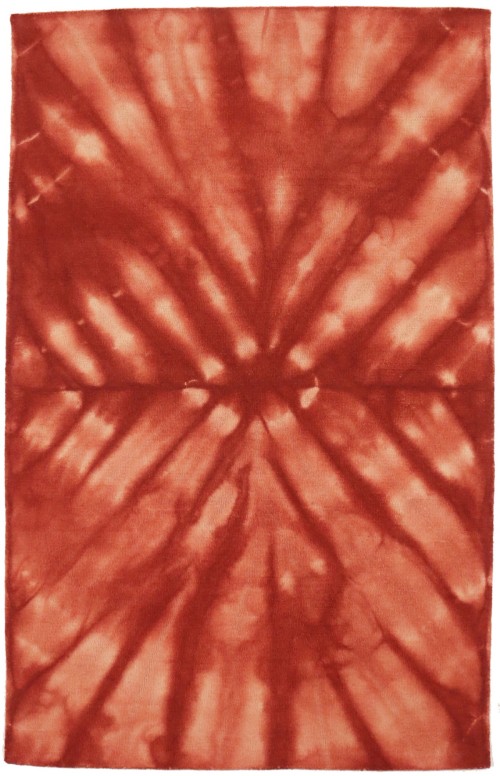 Orange-red Tie-Dye 5X8 Hand-Tufted Modern Rug