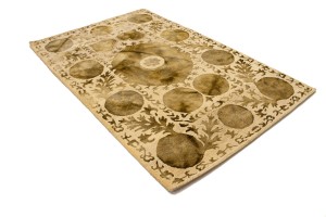 Cream & Brown Abstract 5X8 Hand-Tufted Modern Rug