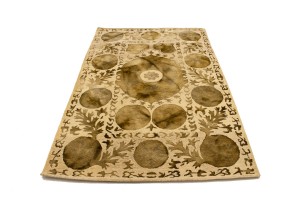 Cream & Brown Abstract 5X8 Hand-Tufted Modern Rug