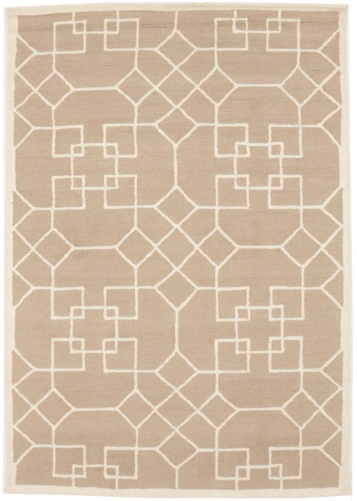 Khaki Geometric 5X8 Hand-Tufted Modern Rug