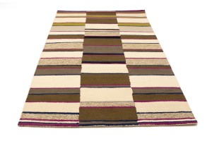 Beige & Fuchsia Trellis 5X8 Hand-Tufted Modern Rug