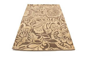 Brown & Cream Floral 5X8 Hand-Tufted Modern Rug