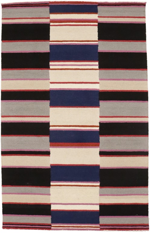 Multicolored Stripes 5X8 Hand-Tufted Modern Rug