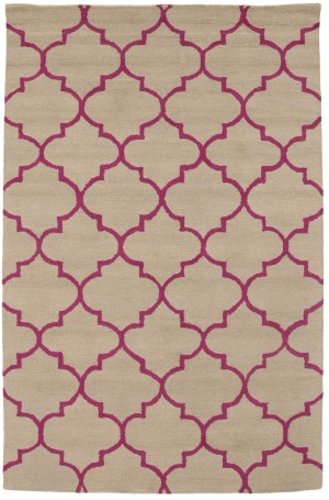 Beige & Fuchsia Trellis 5X8 Hand-Tufted Modern Rug