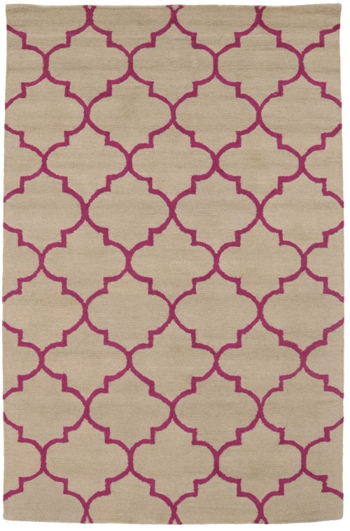 Beige & Fuchsia Trellis 5X8 Hand-Tufted Modern Rug