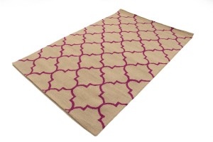 Beige & Fuchsia Trellis 5X8 Hand-Tufted Modern Rug