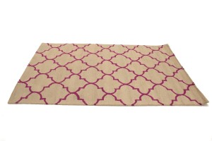 Beige & Fuchsia Trellis 5X8 Hand-Tufted Modern Rug