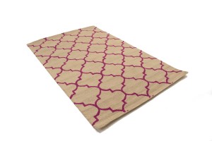 Beige & Fuchsia Trellis 5X8 Hand-Tufted Modern Rug