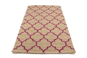 Beige & Fuchsia Trellis 5X8 Hand-Tufted Modern Rug