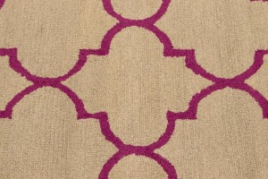 Beige & Fuchsia Trellis 5X8 Hand-Tufted Modern Rug