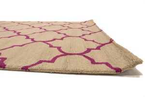 Beige & Fuchsia Trellis 5X8 Hand-Tufted Modern Rug