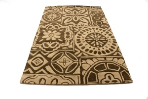 Brown & Beige Floral 5X8 Hand-Tufted Modern Rug