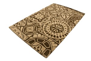 Brown & Beige Floral 5X8 Hand-Tufted Modern Rug