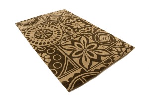 Brown & Beige Floral 5X8 Hand-Tufted Modern Rug