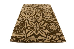 Brown & Beige Floral 5X8 Hand-Tufted Modern Rug