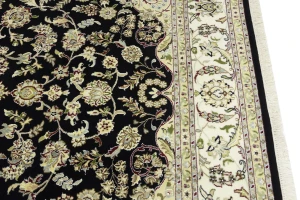 Black Floral 8X10 Indo-Nain Oriental Rug