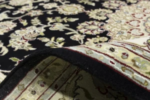 Black Floral 8X10 Indo-Nain Oriental Rug