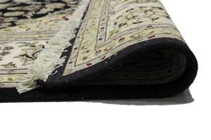 Black Floral 8X10 Indo-Nain Oriental Rug