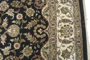 Black Floral 9X12 Indo-Nain Oriental Rug