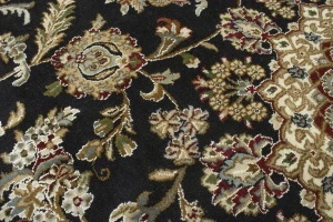 Black Floral 9X12 Indo-Nain Oriental Rug