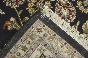 Black Floral 9X12 Indo-Nain Oriental Rug