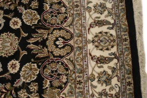 Black Floral 5X8 Indo-Nain Oriental Rug