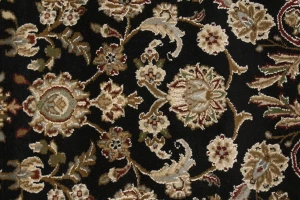 Black Floral 5X8 Indo-Nain Oriental Rug
