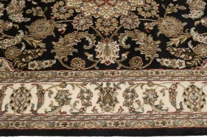 Black Floral 5X8 Indo-Nain Oriental Rug