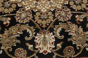 Black Floral 5X8 Indo-Nain Oriental Rug