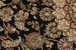 Black Floral 5X8 Indo-Nain Oriental Rug