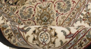 Black Floral 5X8 Indo-Nain Oriental Rug