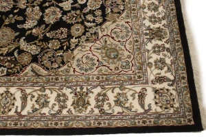Black Floral 5X8 Indo-Nain Oriental Rug