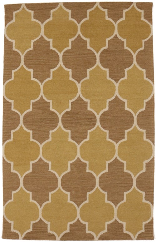 Gold & Brown Trellis 5X8 Hand-Tufted Modern Rug