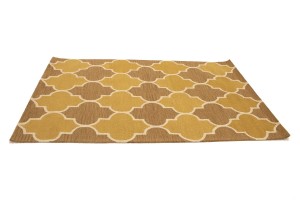Gold & Brown Trellis 5X8 Hand-Tufted Modern Rug