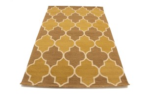 Gold & Brown Trellis 5X8 Hand-Tufted Modern Rug
