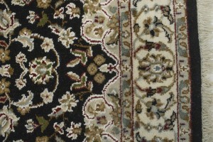 Black Floral 3X6 Indo-Nain Oriental Runner Rug