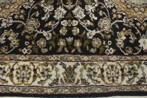 Black Floral 3X6 Indo-Nain Oriental Runner Rug