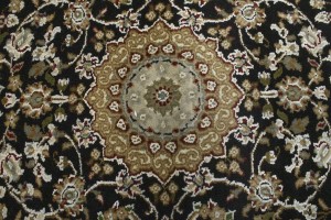 Black Floral 3X6 Indo-Nain Oriental Runner Rug