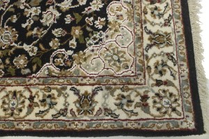 Black Floral 3X6 Indo-Nain Oriental Runner Rug