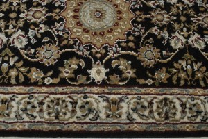 Black Floral 3X8 Indo-Nain Oriental Runner Rug