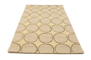 Beige Geometric 5X8 Hand-Tufted Modern Rug