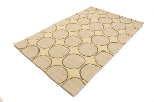 Beige Geometric 5X8 Hand-Tufted Modern Rug