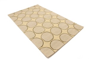 Beige Geometric 5X8 Hand-Tufted Modern Rug
