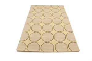 Beige Geometric 5X8 Hand-Tufted Modern Rug