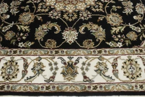 Black Floral 3'5X5'5 Indo-Nain Oriental Rug