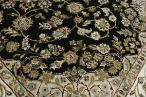 Black Floral 3'5X5'5 Indo-Nain Oriental Rug