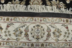 Black Floral 3'5X5'5 Indo-Nain Oriental Rug