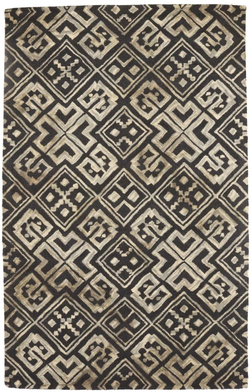 Dark Gray Geometric 5X8 Hand-Tufted Modern Rug