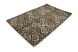 Dark Gray Geometric 5X8 Hand-Tufted Modern Rug